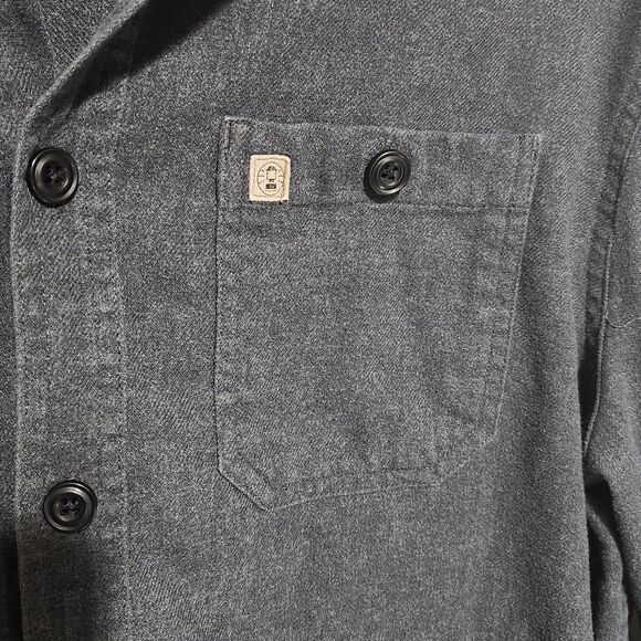 Coleman Mens Dark Gray Black Long Sleeve Button Down Shirt Size L Cotton Blend - Picture 3 of 10